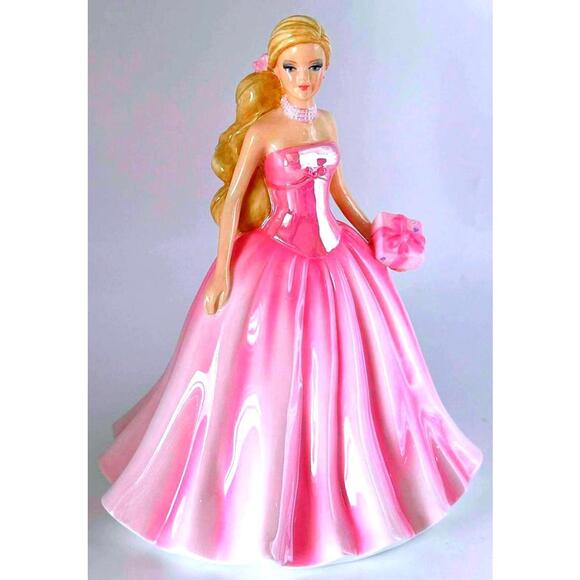 Rare Glamour Royal Doulton Barbie Birthday Figurine Pink Gown Porcelain